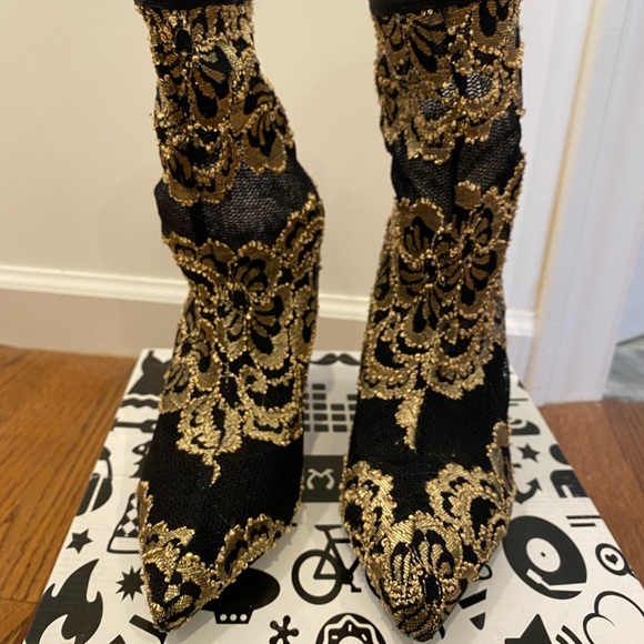 Black & Gold Stitched Booties - Picture 2 of 5